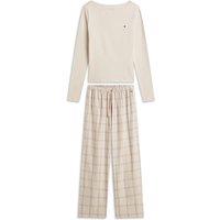 Tommy Hilfiger Flannel Lurex Printed Pyjama Set Cream Mix