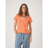 HUSH Pure Cotton Textured V-Neck T-Shirt Light Orange