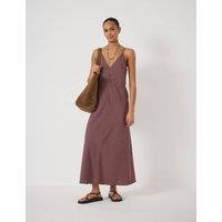 HUSH Seam Detail V-Neck Strappy Maxi Slip Dress Purple Mix