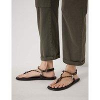 HUSH Rope Flat Sandals Brown