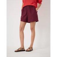 HUSH Linen Blend Elasticated Waist Shorts Dark Red