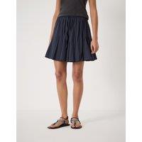 HUSH Pure Cotton Pleated Mini Skirt Navy