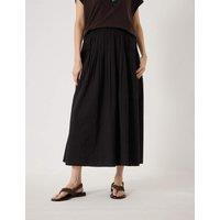 HUSH Pure Cotton Midi A-Line Skirt Black