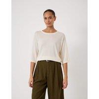 HUSH Crew Neck Relaxed Knitted T-Shirt Ecru