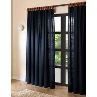 MADE Pure Cotton Hadlo Curtains With Velvet Loops Dark Navy