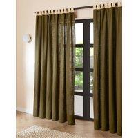 MADE Pure Cotton Hadlo Curtains With Velvet Loops Green