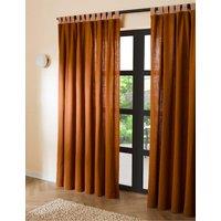 MADE Pure Cotton Hadlo Curtains With Velvet Loops Brown
