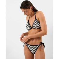 ACCESSORIZE Striped Textured Tie Side Bikini Bottoms White/Black