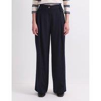 Sportscraft Wool Rich Pleat Front Straight Leg Trousers Navy