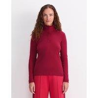 Sportscraft Pure Cotton Ribbed Funnel Neck Top Red