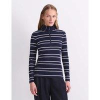 Sportscraft Pure Cotton Striped Funnel Neck Half Zip Top Navy Mix