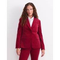 Sportscraft Velvet Single-Breasted Blazer Red