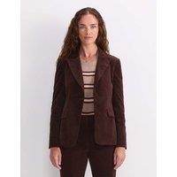 Sportscraft Velvet Single-Breasted Blazer Brown