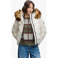 Superdry & Co Hooded Faux Fur Trim High Neck Bomber Jacket White