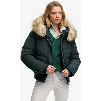 Superdry & Co Faux Fur Trim Padded Hooded Bomber Jacket Green