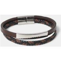 M&S Genuine Leather Double Row Bracelet Brown