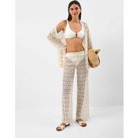 ACCESSORIZE Striped Metallic Drawstring Beach Trousers White