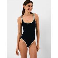 ACCESSORIZE Glitter Trim Scoop Neck Swimsuit Black