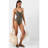 ACCESSORIZE Animal Print Padded V-Neck Swimsuit Multi
