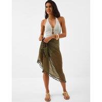 ACCESSORIZE Woven Tassel Sarong Khaki