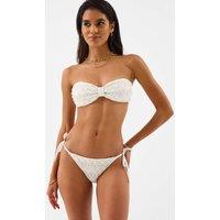 ACCESSORIZE Textured Padded Bandeau Bikini Top White