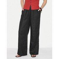 Jigsaw Pure Linen Elasticated Waist Wide Leg Trousers Black