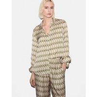 Jigsaw Satin Geometric Relaxed Shirt Cream Mix