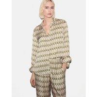 Jigsaw Satin Geometric Relaxed Shirt Cream Mix