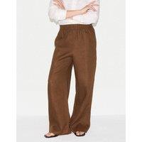 Jigsaw Pure Linen Elasticated Waist Wide Leg Trousers Brown