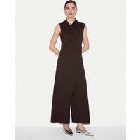 Jigsaw Pure Cotton Sleeveless Cropped Jumpsuit Brown