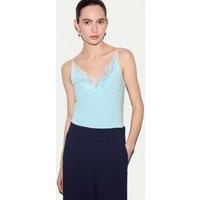 Jigsaw Modal Rich V-Neck Lace Trim Cami Top Light Blue