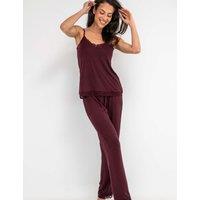 Pour Moi Sofa Loves Lace Pyjama Bottoms Burgundy