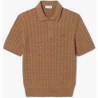Lacoste Cotton Rich Cable Knit Polo Shirt Tan