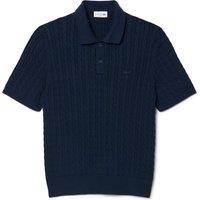Lacoste Cotton Rich Cable Knit Polo Shirt Dark Navy