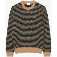 Lacoste Cotton Rich Striped Crew Neck Jumper Green Mix