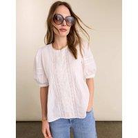 BAUKJEN Pure Cotton Broderie Puff Sleeve Blouse White