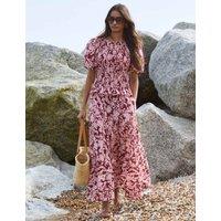BAUKJEN Pure Cotton Floral Maxi Tiered Skirt Pink