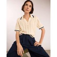 BAUKJEN Pure Cotton Collared Knitted Top Cream