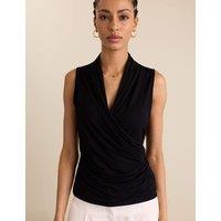 BAUKJEN Jersey V-Neck Wrap Detail Vest Black