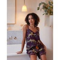 Cyberjammies Cotton Modal Leopard Pyjama Shorts Burgundy Mix