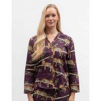 Cyberjammies Cotton Modal Leopard Print Pyjama Top Plum