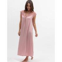 Cyberjammies Modal Rich Lace Trim Long Nightdress Pink