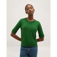 HOBBS Textured Knitted Top with Wool Green