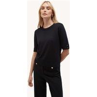 HOBBS Textured Knitted Top with Wool Navy