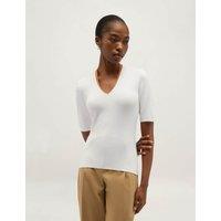 HOBBS V-Neck Knitted Top White