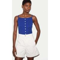 Jigsaw Pure Cotton Button Detail Cami Top Blue