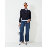 Crew Clothing Pure Cotton Cable Knit Cardigan Navy