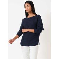 Crew Clothing Cotton Blend Textured Jumper Navy