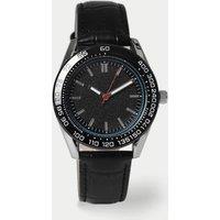 M&S LEATHER STRAP DIAL WATCH Black