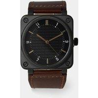 M&S Brown Leather Square Watch Brown